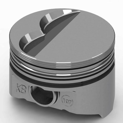 Piston - KB Series - Hypereutectic - 4.040 in Bore - 5/64 x 5/64 x 3/16 in Ring Grooves - Minus 5.00 cc - Small Block Mopar - Set of 8