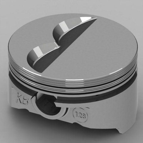 Piston - KB Series - Hypereutectic - 4.155 in Bore - 1/16 x 1/16 x 3/16 in Ring Grooves - Minus 7.00 cc - Small Block Chevy - Set of 8