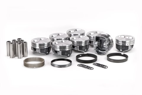 Piston and Rings - Hypereutectic - 4.040 in Bore - 5/64 x 5/64 x 3/16 in Ring Grooves - Minus 7.00 cc - Small Block Chevy - Kit