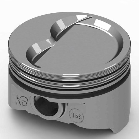 Piston - KB Series - Hypereutectic - 4.155 in Bore - 5/64 x 5/64 x 3/16 in Ring Grooves - Minus 22.00 cc - Small Block Chevy - Set of 8