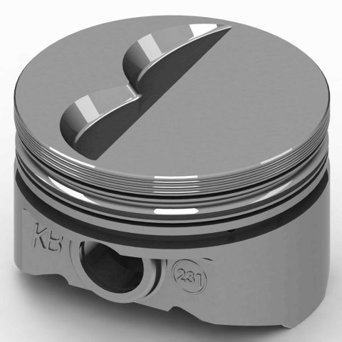 Piston - KB Series - Hypereutectic - 4.040 in Bore - 1/16 x 1/16 x 3/16 in Ring Grooves - Minus 6.00 cc - Small Block Chevy - Set of 8