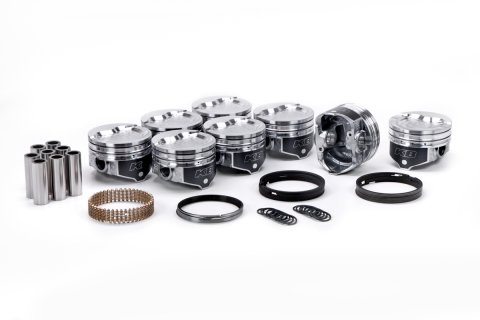 Piston - KB Series - Hypereutectic - 4.170 in Bore - 5/64 x 5/64 x 3/16 in Ring Grooves - Minus 28.00 cc - Ford FE-Series - Set of 8
