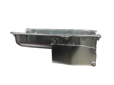 Engine Oil Pan - Claimer - Rear Sump - 6 qt - 7.25 in Deep - Passenger Side Dipstick - Steel - Zinc Plated - 1-Piece Seal - Small Block Chevy - Kit