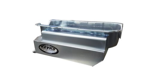 Engine Oil Pan - Box Style - Full Passenger Side Sump - 9 qt - 7.25 in Deep - Full Louvered Aluminum Windage Tray - Driver / Passenger Side Dipstick - Steel - Zinc Plated - 2-Piece Seal - Small Block Chevy - Kit