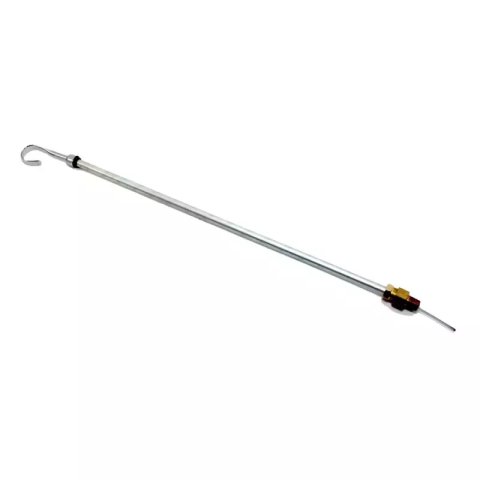 Engine Oil Dipstick - Solid tube - Pan Mount - 1/2-20 in Thread - 17 in Long - Steel - Chrome - Universal - Each