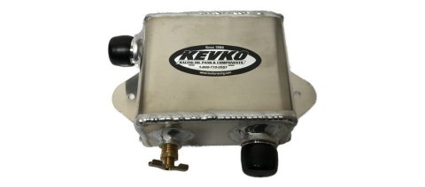 Air-Oil Separator - 5 in Long - 2.625 in Deep - 4 in Tall - 12 AN Male Inlet / Outlet - Aluminum - Natural - Kevko Crankcase Evacuation System - Each