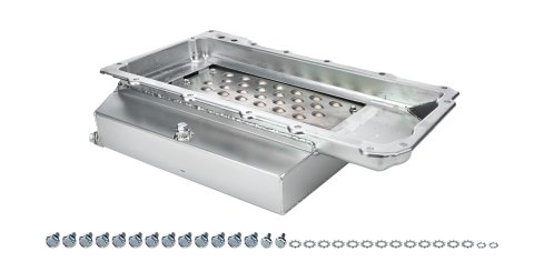 Engine Oil Pan - Circle Track - Rear Sump - 8 qt - 4 in Deep - Steel - Zinc Plated - GM LS-Series - Each