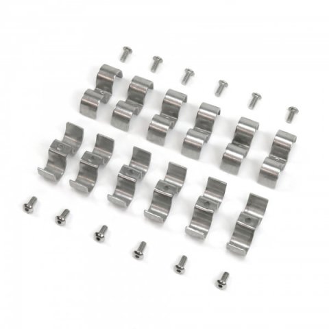 Line Clamp - Steel - 0.375 in ID - Double - Mounting Screws Included - Steel - Natural - Set of 12