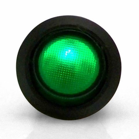 Toggle Switch - Illuminated Rocker 6 - On / Off - Single Pole - 20 amps - 12V - Green - Each