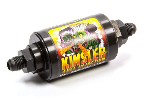 Fuel Filter - In-Line - 140 Micron - Stainless Element - 6 AN Male Inlet - 6 AN Male Outlet - Aluminum - Black Anodized - Each