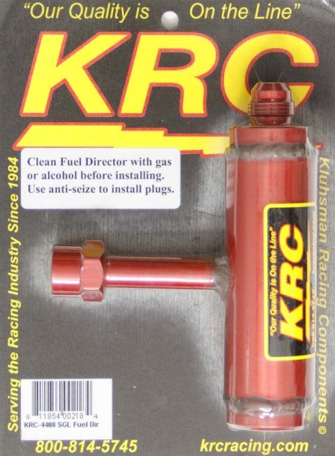 Fuel Log - 8 AN Inlet - 3/8 in NPT Female Outlet - 8 AN Male Inlet - 1/8 in NPT Female Gauge Port - Aluminum - Red Anodized - 2-Barrel Carburetor - Ea