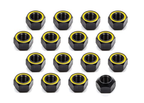 Lug Nut - 5/8-11 in Right Hand Thread - 1 in Hex Head - 45 Degree - Open End - Aluminum - Black Anodized / Reflective Yellow - Set of 20
