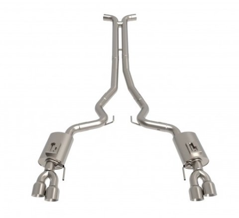Exhaust System - Header-Back - 3 in Tailpipe - 4 in Tips - Requires Kooks Headers - Stainless - Polished - Ford Coyote - Ford Mustang 2018-20 - Kit