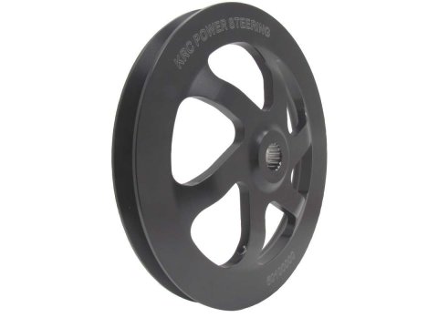 Power Steering Pump Pulley - V-Belt - 1 Groove - 17 Spline - 6 in Diameter - Aluminum - Black Anodized - KRC Power Steering Pumps - Each