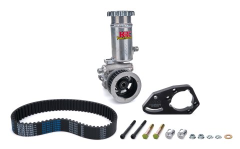 Power Steering Pump - Elite Series - Bellhousing Mount - Pulley / Belt / Bracket / Reservoir / Hardware Included - Aluminum - Natural - Kit