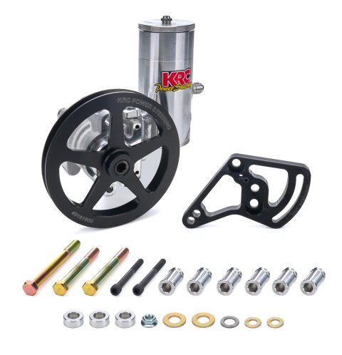 Power Steering Pump - Elite Series - GM Type 2 - V-Belt Pulley / Bracket / Reservoir / Spacers / Hardware Included - Aluminum - Natural - Kit