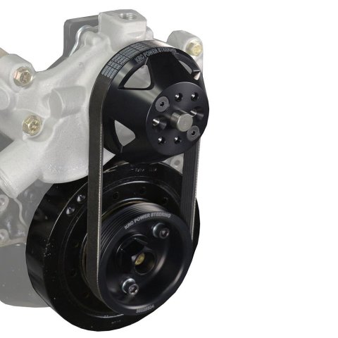 Pulley Kit - Economy - 6-Rib Serpentine - 1 to 1 Reduction Ratio - Aluminum - Black Anodized - Small Block Chevy - Kit
