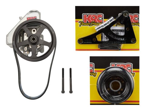 Power Steering Pump - Elite Series - 2.4 GPM - 6 in Serpentine Belt Pulley / Block Mount Bracket / Hardware / Bolt-On Tank Included - Aluminum - Natural - GM Type II - Ford Coyote - Each