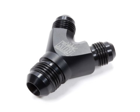 Fitting - Y Block - 8 AN Male Inlet - Dual 6 AN Male Outlets - Aluminum - Black Anodized - Each