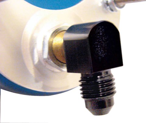 Fitting - Adapter - 90 Degree - 1/8 in NPT Female to 4 AN Male - Aluminum - Black Anodized - Oil Pressure Gauges - Each