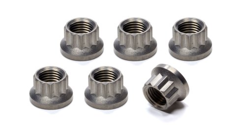 Torque Tube Nut - 3/8-24 in Thread - 12 Point - Titanium - Natural - Set of 6