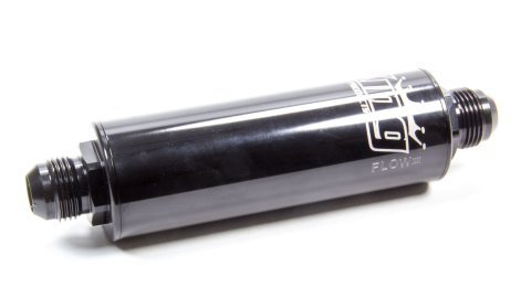 Fuel Filter - In-Line - 100 Micron - Stainless Element - 12 AN Male Inlet - 12 AN Male Outlet - Aluminum - Black Anodized - Each