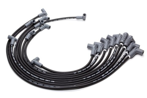 Spark Plug Wire Set - Super Conductor - Spiral Core - 8.5 mm - Black - 90 Degree Plug Boots - HEI Style Terminal - Chevy V8 Sprint Car - Kit