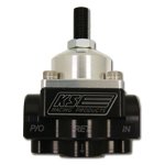 Fuel Pressure Regulator - Adjustable - In-Line - 8 AN Female O-Ring Inlet - 8 AN Female O-Ring Outlet - 8 AN Female O-Ring Return - Aluminum - Black / Clear Anodized - E85 / Gas / Methanol - Each