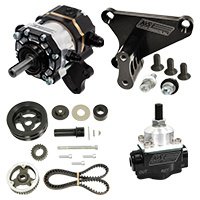 Tandem Pump - TandemX - Belt Driven - 5/8 in Diameter Shaft - Aluminum - Black / Clear Anodized - Small Block Chevy - Each