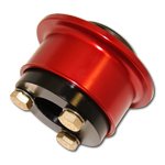 Steering Wheel Quick Release - 360 Degree Release - Spline - Aluminum - Red Anodized - 3/4 in Shaft - Each