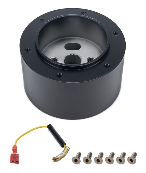Steering Wheel Adapter - Lecarra 6-Bolt Steering Wheel to OE Column - Aluminum - Black Anodized - GM 1967-94 - Kit