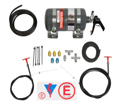 Fire Suppression System - Zero 360 Fire Marshall - Manual - Novec 1230 - FIA Approved - SFI Rated - 5 lb Bottle - Fittings / Hose / Mount / Pull Cable