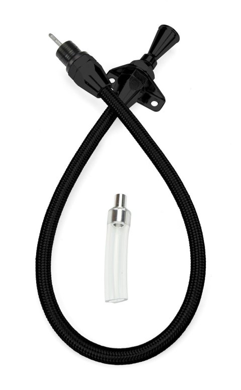 Transmission Dipstick - Hi-Tech - Firewall Mount - Flexible - Braided Stainless - Aluminum - Black Anodized - 4L60E - Each