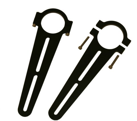 Mirror Bracket - Clamp-On - Long Slot - Adjustable 2 in to 5.5 in - Aluminum - Black Anodized - 1.75 in OD Tube - Pair