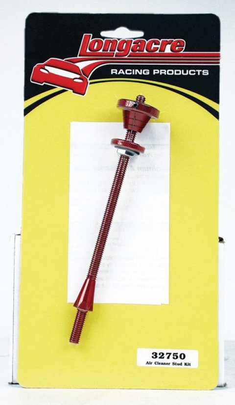 Air Cleaner Stud - 5/16-18 in Thread - 7 in Long - Thumb Screw Nut - Aluminum - Red Anodized - Kit