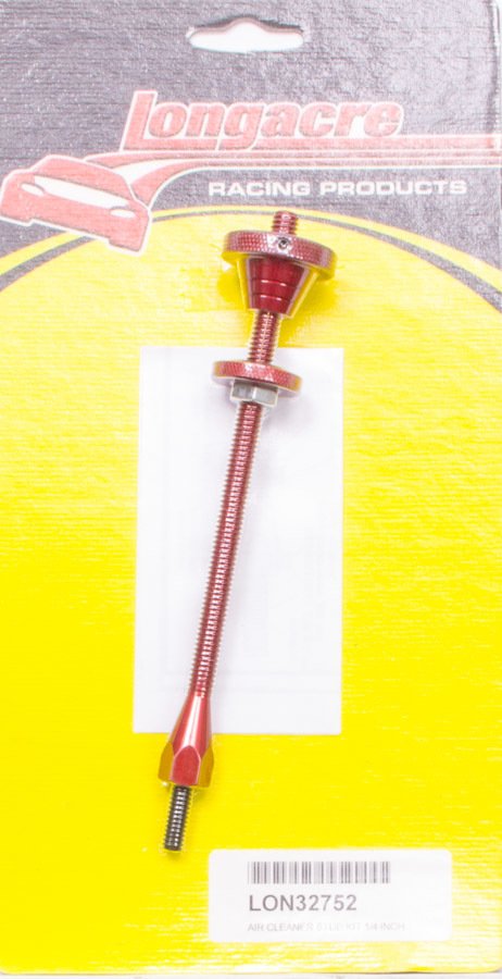Air Cleaner Stud - 1/4-20 in Thread - 7 in Long - Thumb Screw Nut - Aluminum - Red Anodized - Kit