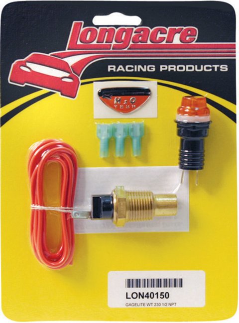 Warning Light - Gagelites - Water Temperature - 230 Degrees F Rated - 1/2 in NPT - Light / Sender / Wiring - Amber - Kit