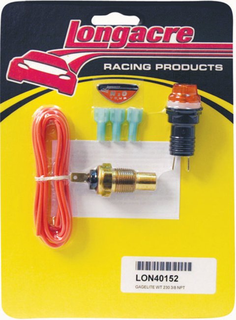 Warning Light - Gagelites - Water Temperature - 230 Degrees F Rated - 3/8 in NPT - Light / Sender / Wiring - Amber - Kit