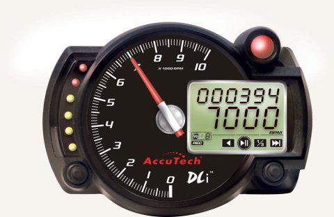 Tachometer - AccuTech DLI - 10000 RPM - Analog / Digital - 4 in Diameter - Dash Mount - Black Face - Shift Light - Each