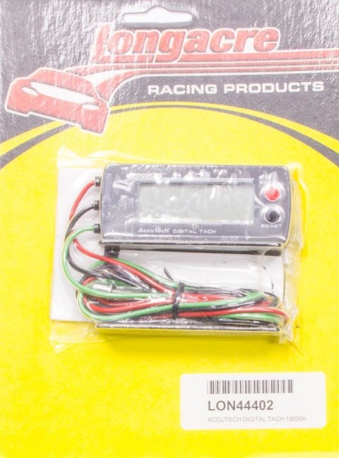 Tachometer - AccuTech - 19000 RPM - Digital - 3-1/2 in Wide x 1-1/2 in Tall - Warning Light - Each