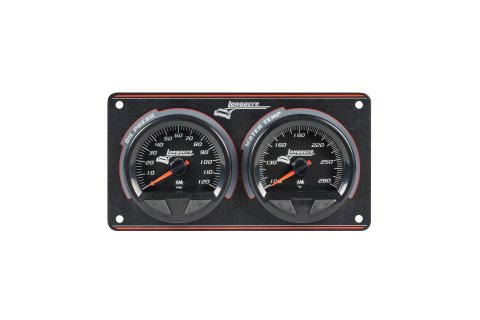 Gauge Panel Assembly - SMi Elite Waterproof - Analog - Oil Pressure / Water Temperature - 2-5/8 in Diameter - Black Face - Warning Light - Kit