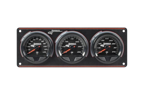 Gauge Panel Assembly - SMi Elite Waterproof - Analog - Oil Pressure / Oil Temperature / Water Temperature - 2-5/8 in Diameter - Black Face - Warning Light - Kit