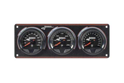 Gauge Panel Assembly - SMi Elite Waterproof - Analog - Fuel Pressure / Oil Pressure / Water Temperature - 2-5/8 in Diameter - Black Face - Warning Light - Kit