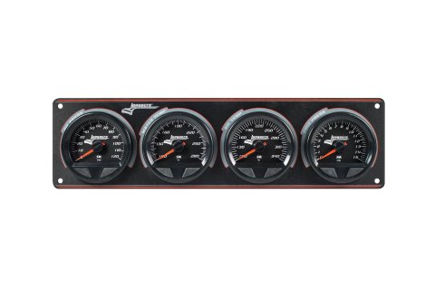 Gauge Panel Assembly - SMi Elite Waterproof - Analog - Fuel Pressure / Oil Pressure / Oil Temperature / Water Temperature - 2-5/8 in Diameter - Black Face - Warning Light - Kit