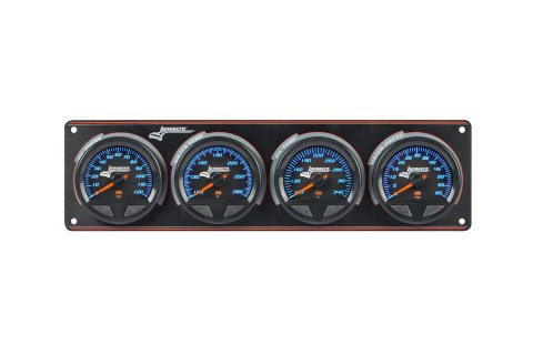 Gauge Panel Assembly - SMi Elite Waterproof - Analog - Oil Pressure / Oil Temperature / Water Temperature / Water Pressure - Black Face - Warning Light - Kit