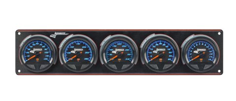 Gauge Panel Assembly - SMi Elite Waterproof - Analog - Fuel Pressure / Oil Pressure / Oil Temperature / Water Temperature / Water Pressure - Black Face - Warning Light - Kit