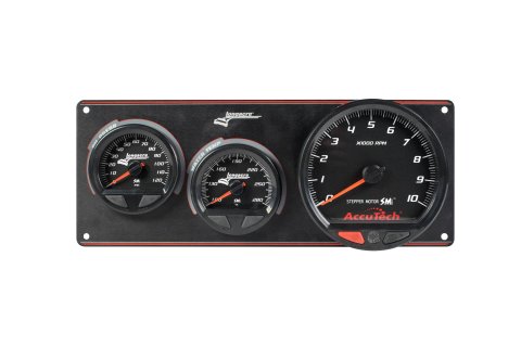 Gauge Panel Assembly - SMi Elite Waterproof - Analog - Oil Pressure / Tachometer / Water Temperature - 6 in / 2-5/8 in Diameter - Black Face - Warning Light - Kit