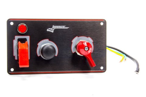 Switch Panel - Dash Mount - 6.625 x 3.625 in - 1 Safety Cover Toggle / 1 Rotary / 1 Momentary Button - Indicator Light - Black Anodized - Each