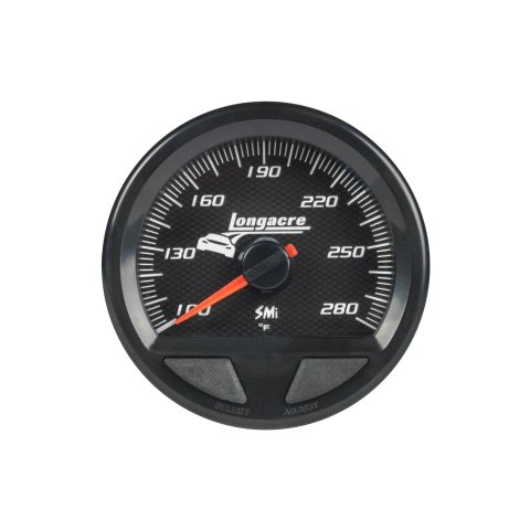 Water Temperature Gauge - SMI Elite Waterproof - Stepper Motor - 100-280 Degree F - Electric - Analog - Full Sweep - 2-5/8 in Diameter - Black Face - Warning Light - Each