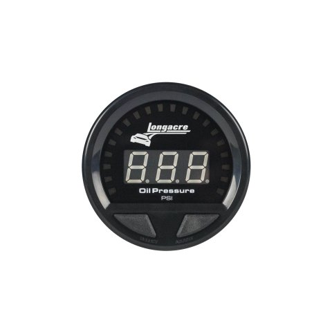 Oil Pressure Gauge - Waterproof LED - 0-120 psi - Electric - LED - Warning Light - 2-5/8 in Diameter - Black Face - Each